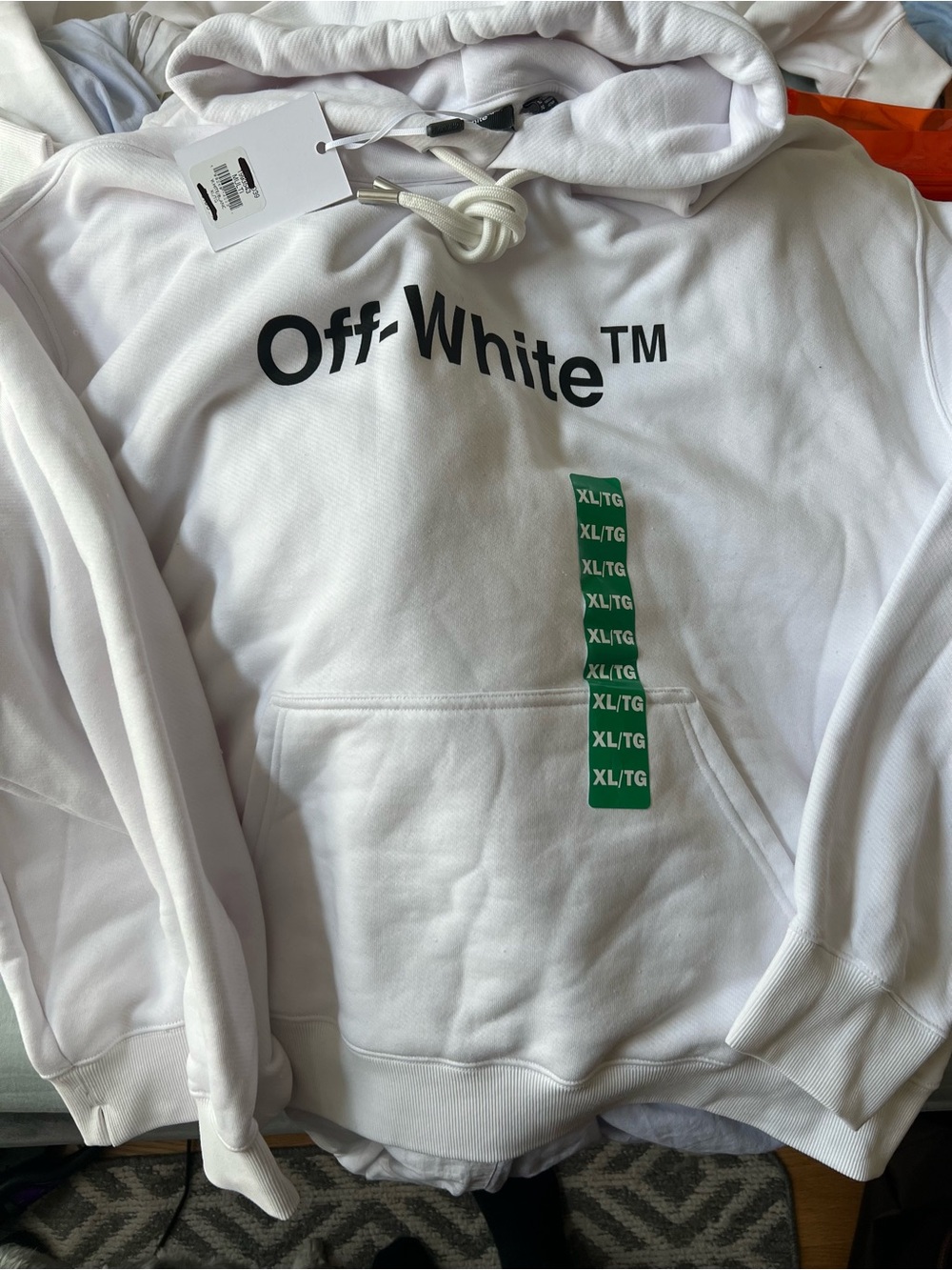 Off-White White Crewneck Hoodie with Black Logo